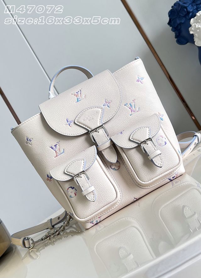Louis vuitton original calfskin backpack M2A375 white&purple