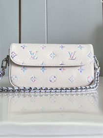 Louis vuitton original calfskin wallet on chain Ivy M29770 white&purple