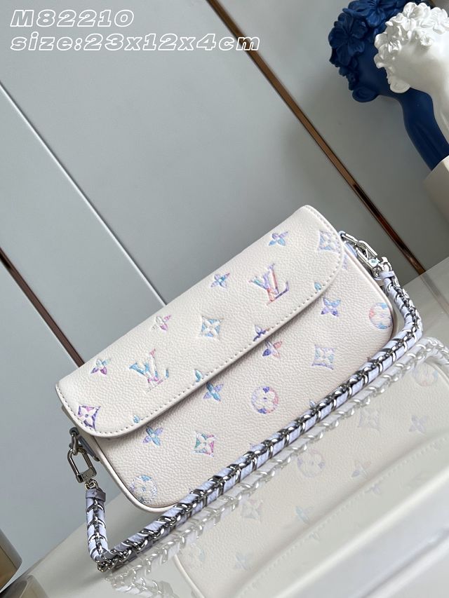 Louis vuitton original calfskin wallet on chain Ivy M29770 white&purple