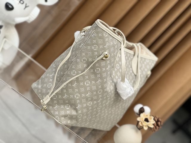 Louis vuitton original monogram denim neverfull mm M40995 white