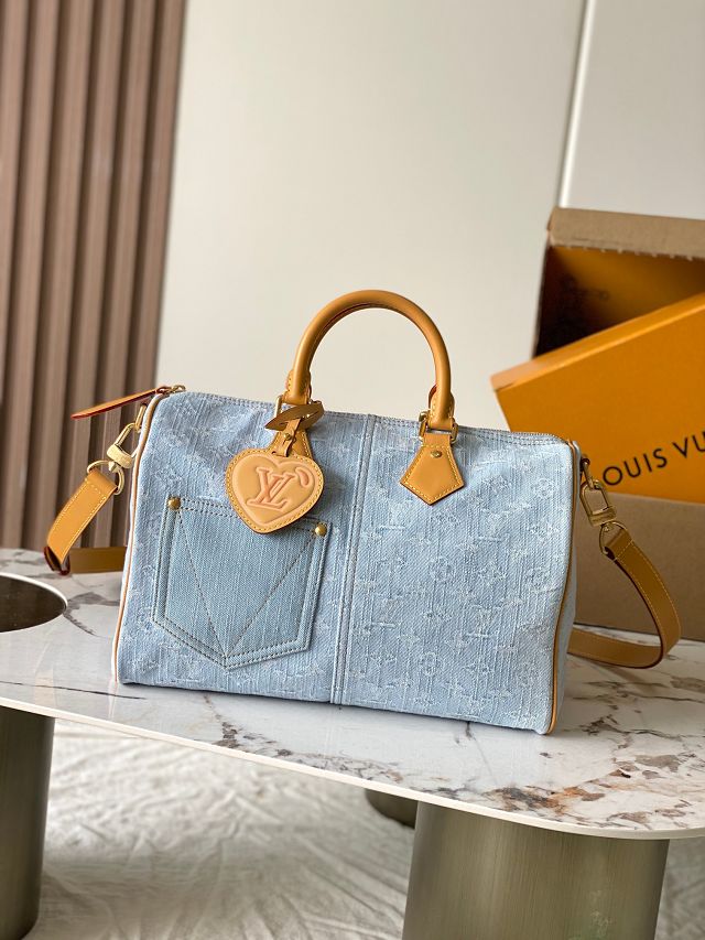 Louis vuitton original monogram denim speedy soft M2A209 blue