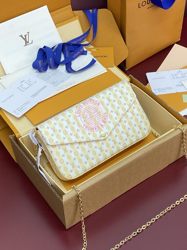 Louis vuitton original monogram embleme felicie pochette M29471 yellow
