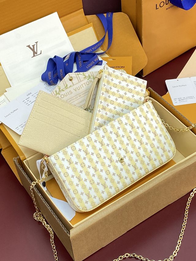 Louis vuitton original monogram embleme felicie pochette M29471 yellow