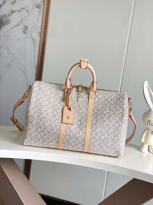 Louis vuitton original monogram embleme keepall 45 M29670 peuplier beige