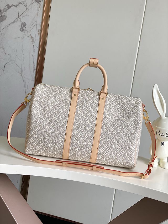 Louis vuitton original monogram embleme keepall 45 M29670 peuplier beige