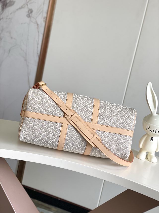 Louis vuitton original monogram embleme keepall 45 M29670 peuplier beige