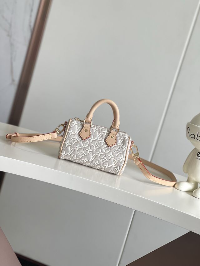 Louis vuitton original monogram embleme nano speedy M28502 peuplier beige
