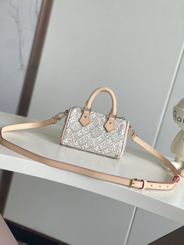 Louis vuitton original monogram embleme nano speedy M28502 peuplier beige