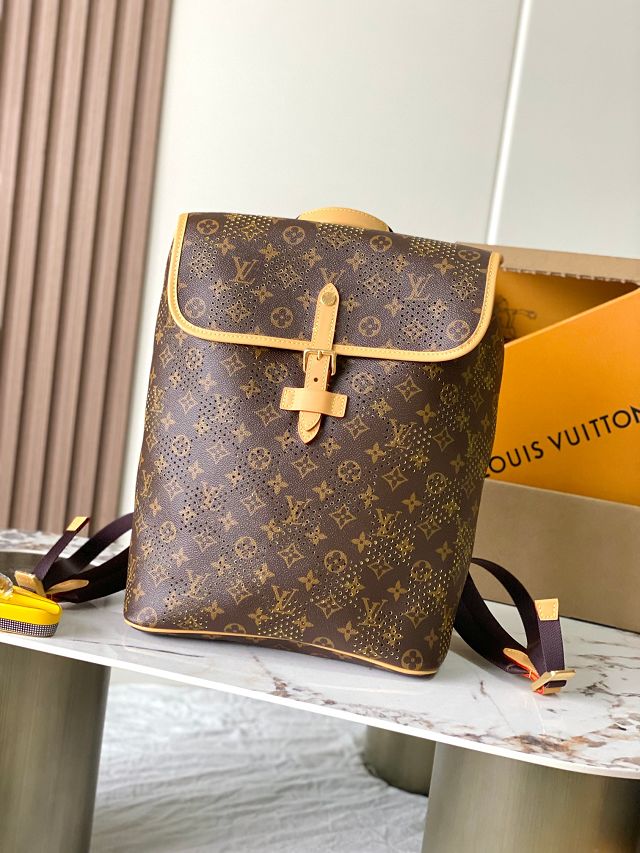 Louis vuitton original monogram grid canvas flaneur backpack M29295 yellow