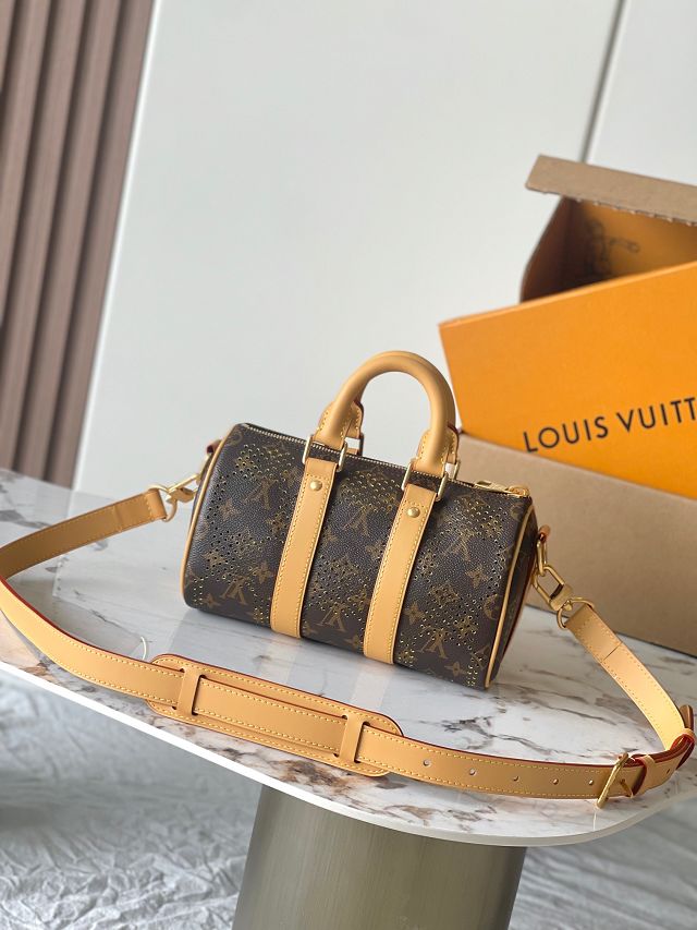 Louis vuitton original monogram grid canvas keepall 25 M29296 yellow