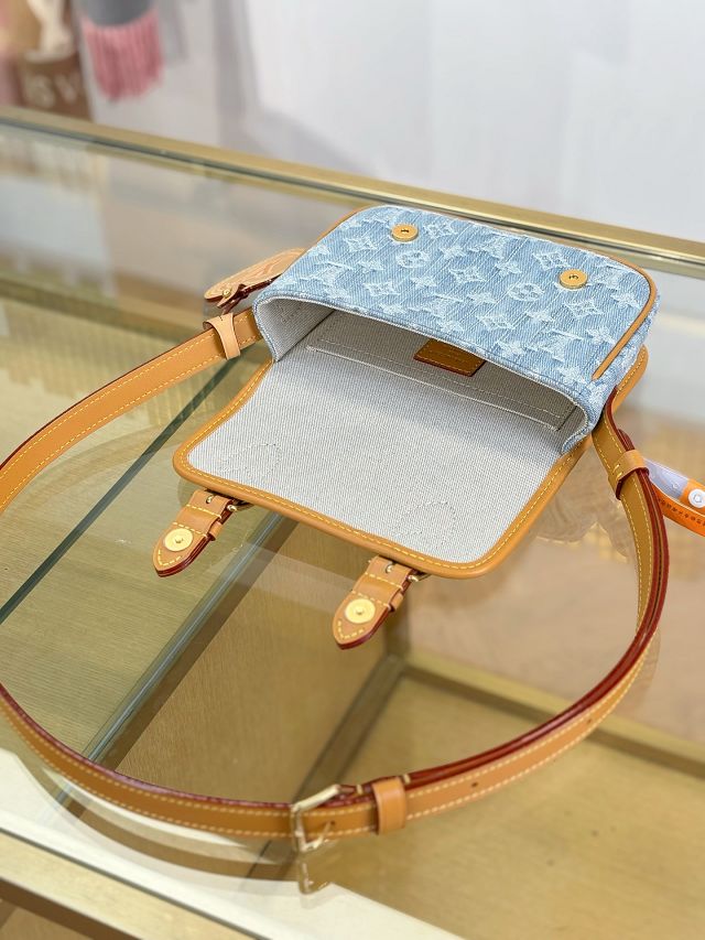 Louis vuitton original denim satchel wearable wallet M2A647 blue