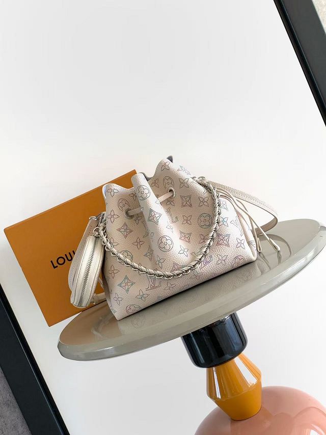 Louis vuitton original mahina leather bella bucket bag M2A168 white&purple