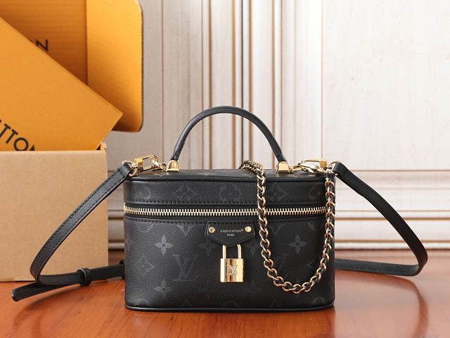 Louis vuitton original monogram ink  vanity chain pouch M3A372 black