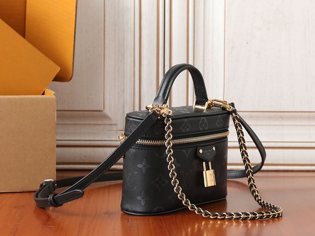 Louis vuitton original monogram ink  vanity chain pouch M3A372 black