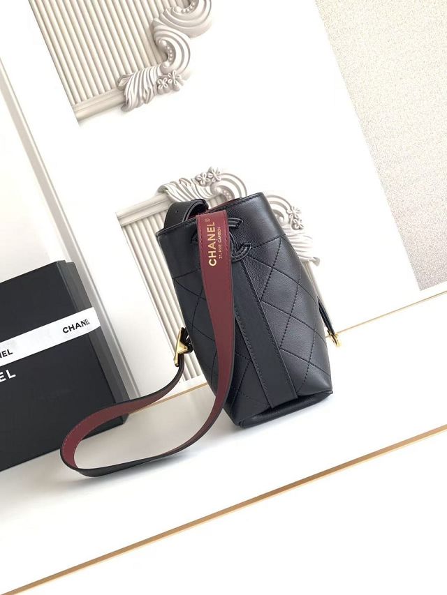 CC calfskin mini bucket bag AS6537 black