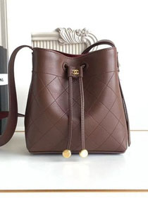 CC calfskin mini bucket bag AS6537 dark brown