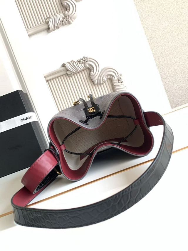 CC calfskin mini bucket bag AS6537 grey