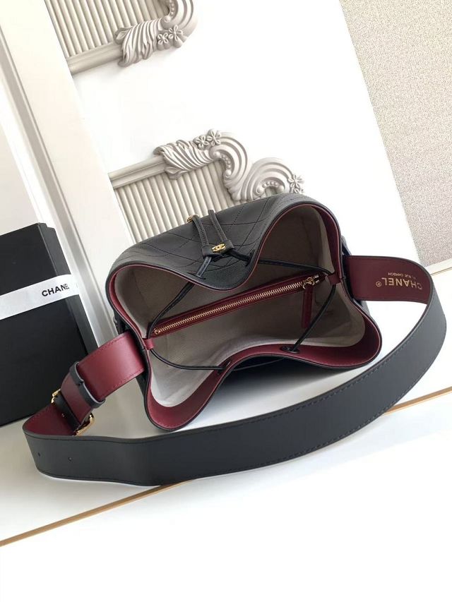 CC calfskin small bucket bag AS6584 black