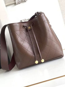 CC calfskin small bucket bag AS6584 dark brown