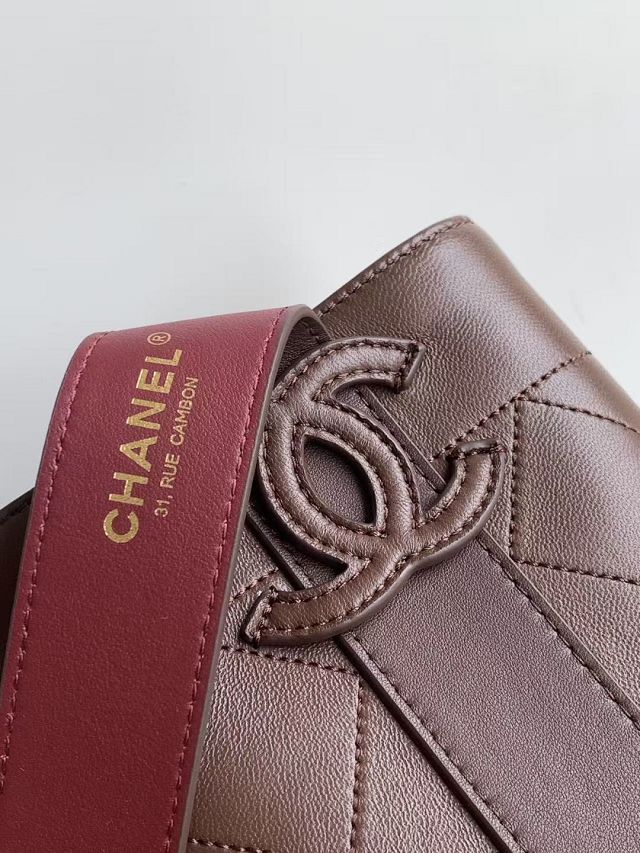 CC calfskin small bucket bag AS6584 dark brown