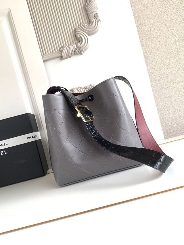 CC calfskin small bucket bag AS6584 grey