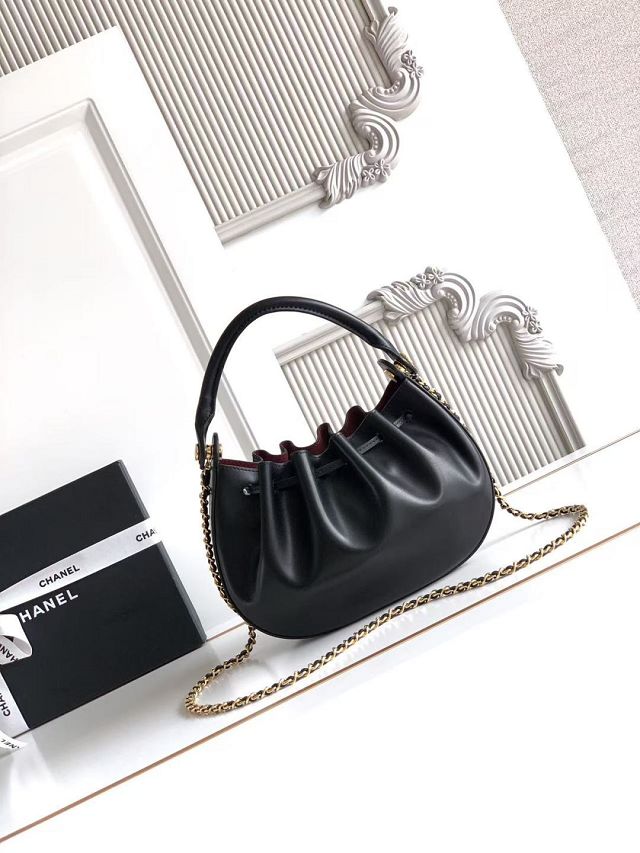 CC calfskin small hobo bag AS6617 black