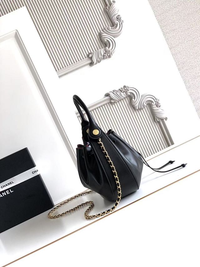 CC calfskin small hobo bag AS6617 black