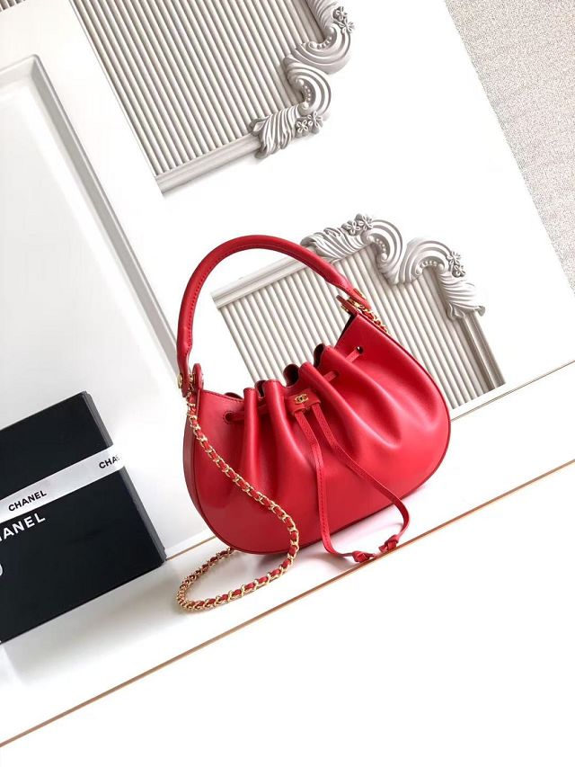 CC calfskin small hobo bag AS6617 red