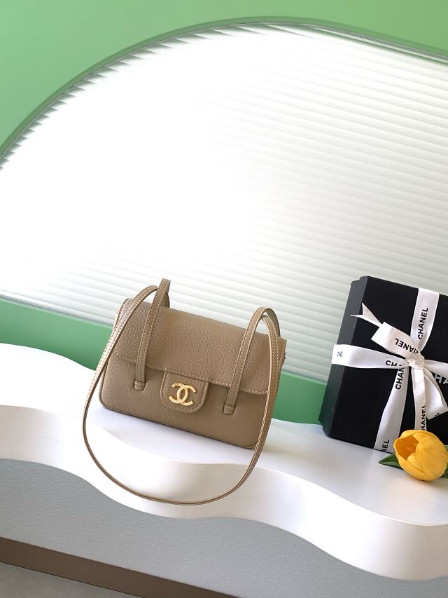 CC grained calfskin clutch AP5068 apricot