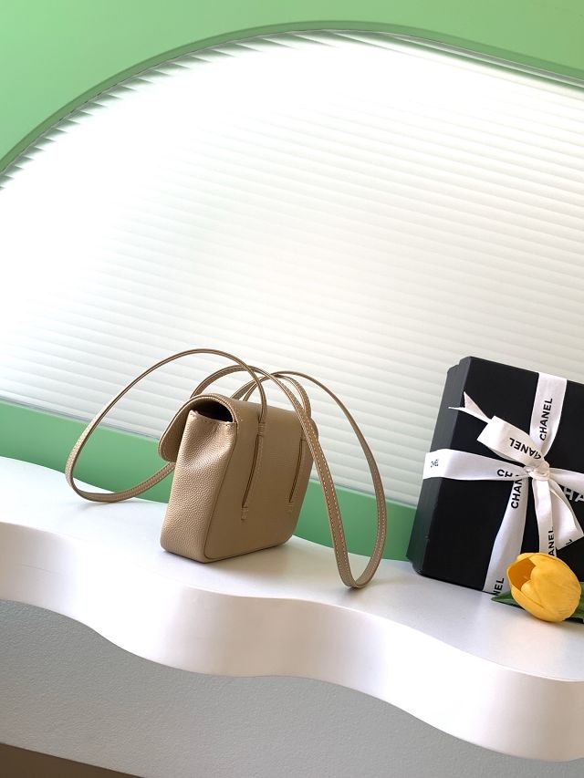 CC grained calfskin clutch AP5068 apricot