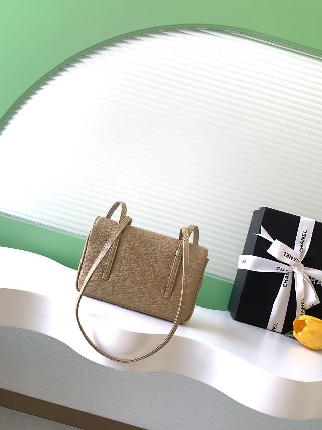 CC grained calfskin clutch AP5068 apricot
