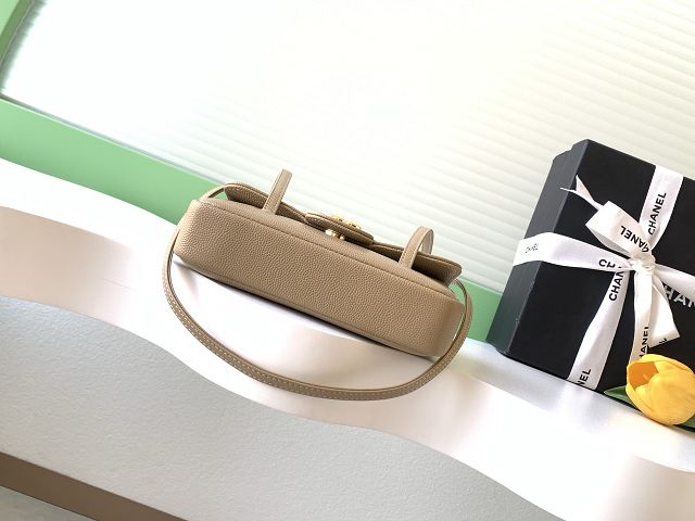 CC grained calfskin clutch AP5068 apricot