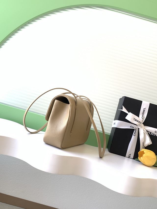 CC grained calfskin small flap bag AS6130 apricot