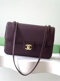 CC grained calfskin small flap bag AS6130 burgundy