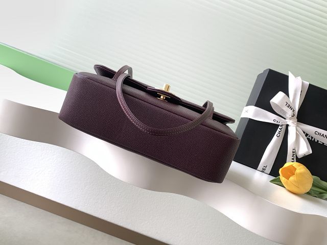 CC grained calfskin small flap bag AS6130 burgundy