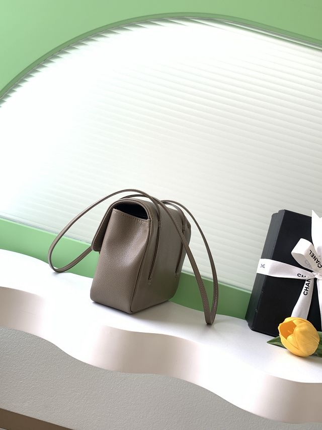 CC grained calfskin small flap bag AS6130 grey