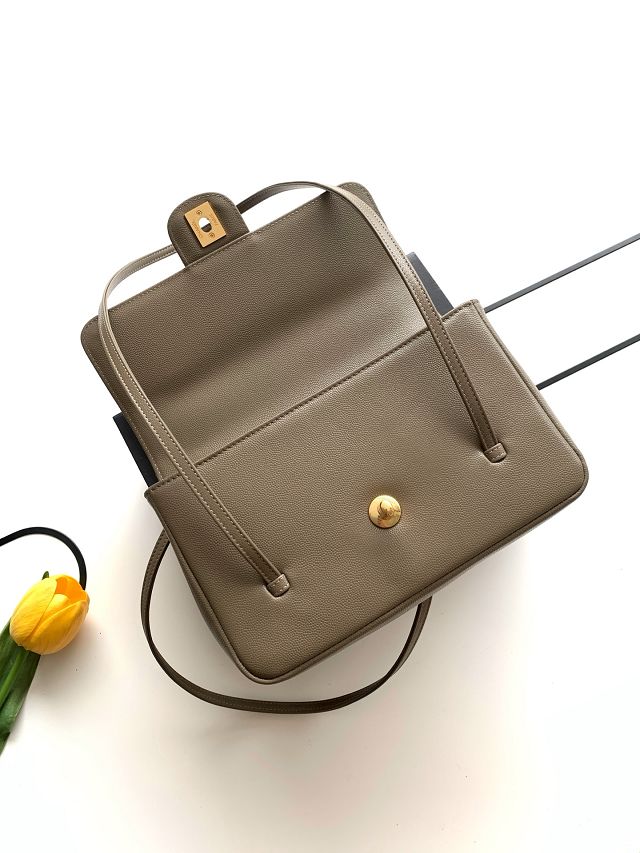 CC grained calfskin small flap bag AS6130 grey