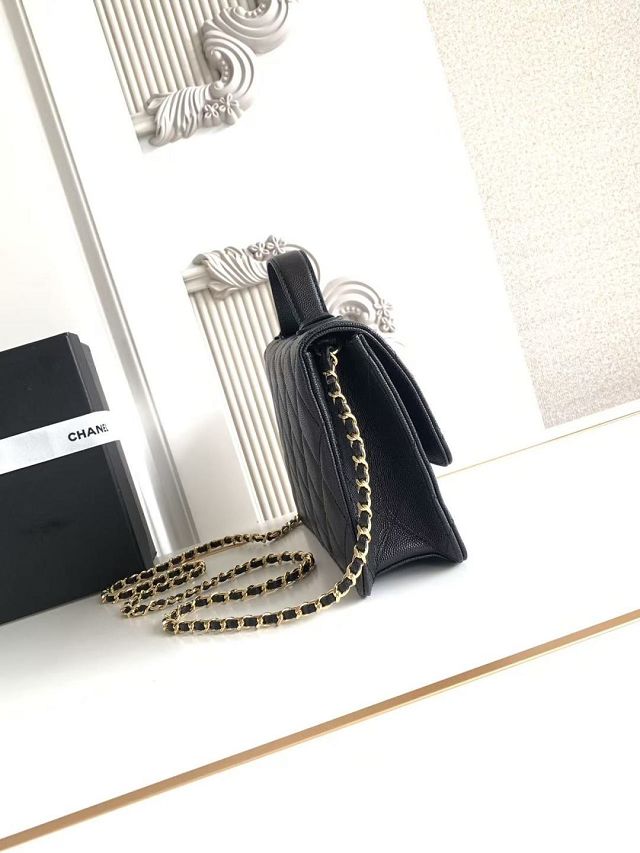 CC grained calfskin wallet on chain AP6554 black