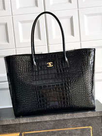 CC original crocodile calfskin medium tote bag AS6239 black
