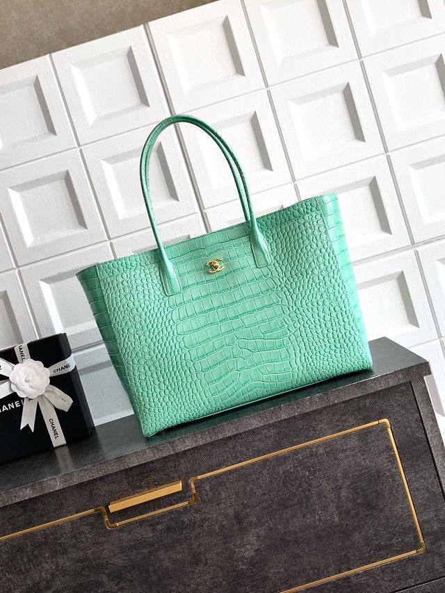 CC original crocodile calfskin medium tote bag AS6239 green