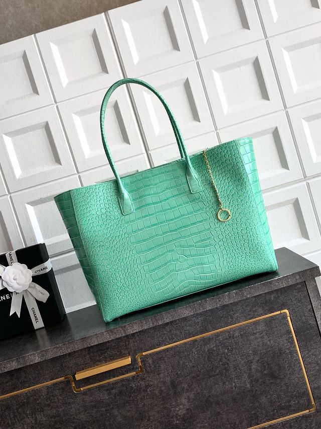CC original crocodile calfskin medium tote bag AS6239 green