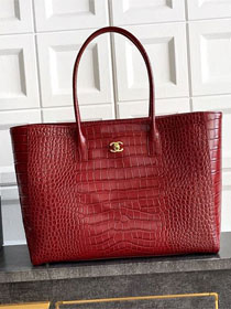 CC original crocodile calfskin medium tote bag AS6239 red
