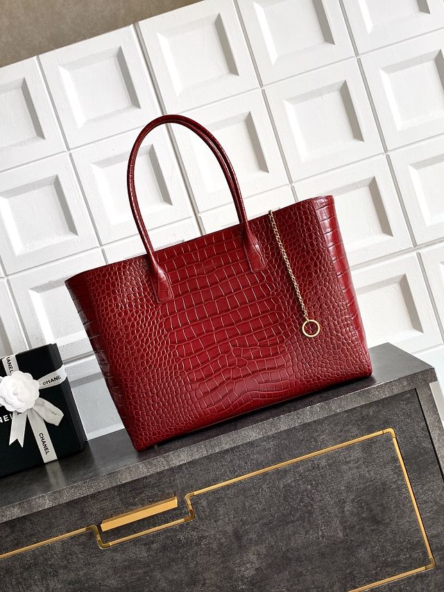 CC original crocodile calfskin medium tote bag AS6239 red