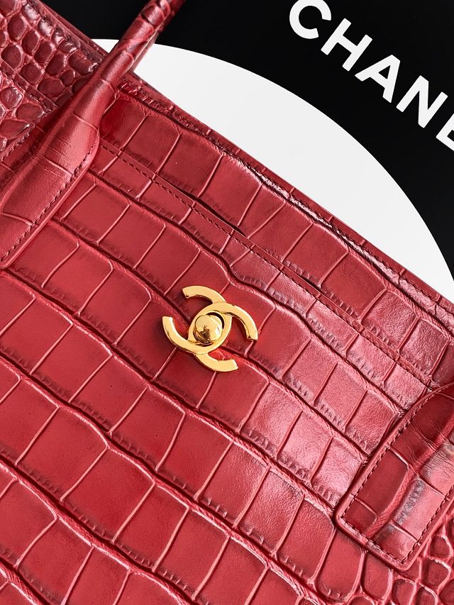 CC original crocodile calfskin medium tote bag AS6239 red