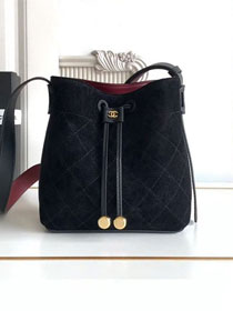 CC suede calfskin mini bucket bag AS6537 black