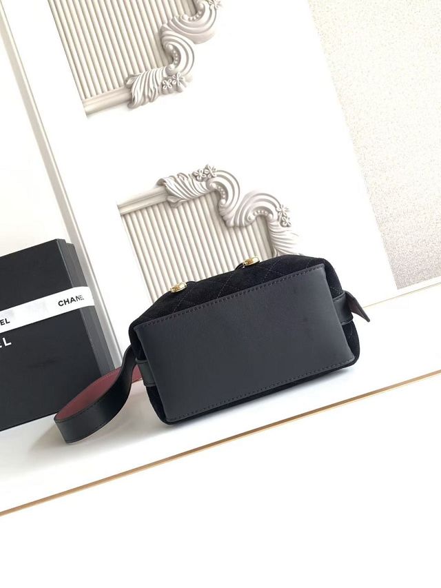 CC suede calfskin mini bucket bag AS6537 black