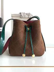 CC suede calfskin mini bucket bag AS6537 brown