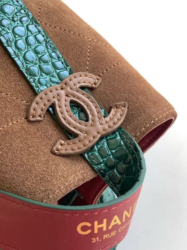 CC suede calfskin mini bucket bag AS6537 brown
