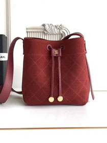 CC suede calfskin mini bucket bag AS6537 red