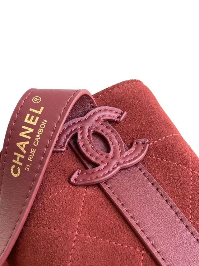 CC suede calfskin mini bucket bag AS6537 red